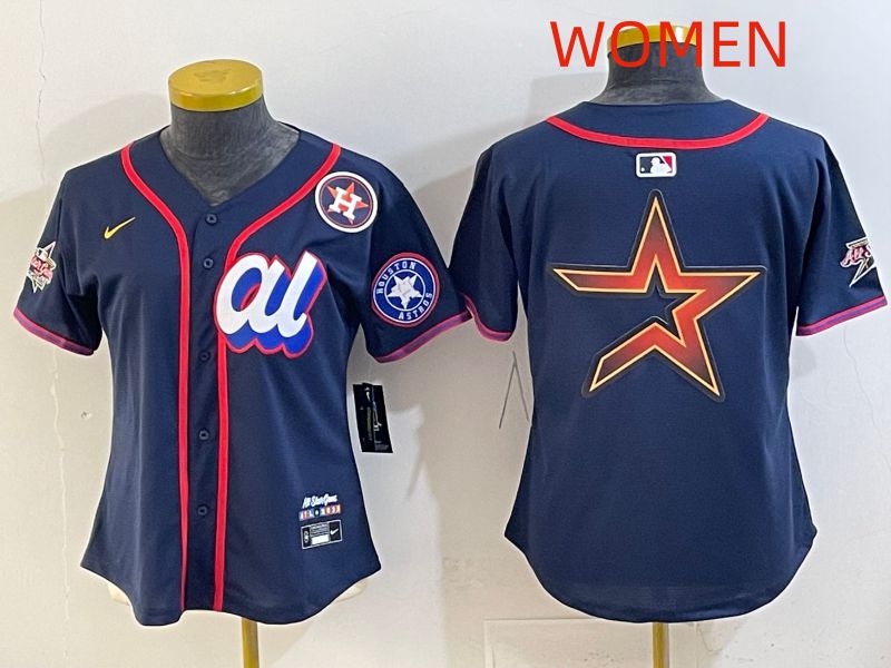 Women 2025 Houston Astros Blank Drak Blue All star Nike MLB Jersey style 06->women mlb jersey->Women Jersey